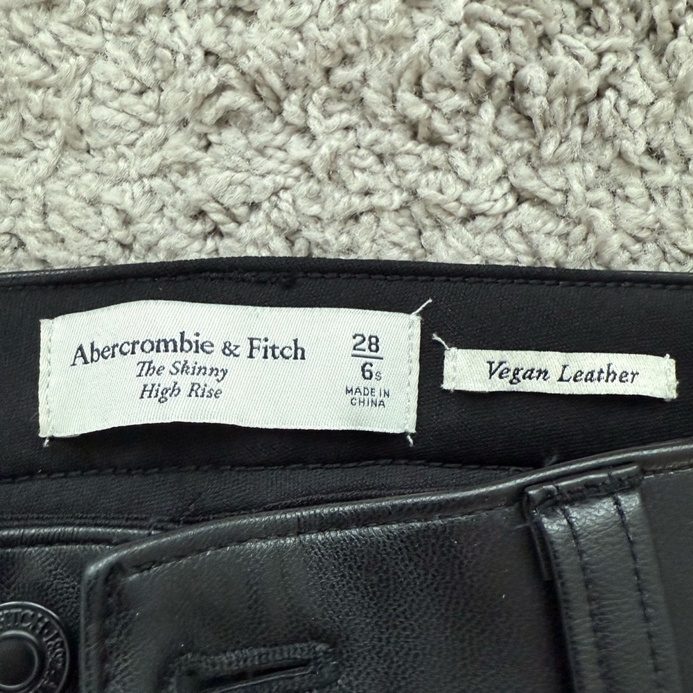Abercrombie & Fitch Black Vegan Leather skinny, high rise pants